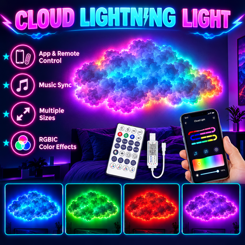 3D Cloud Lightning Light Kit – App, Remote & Music Sync, 20–120cm