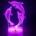 3D Dolphin Illusion LED Night Lamp – Touch Control, USB, 16 Colors