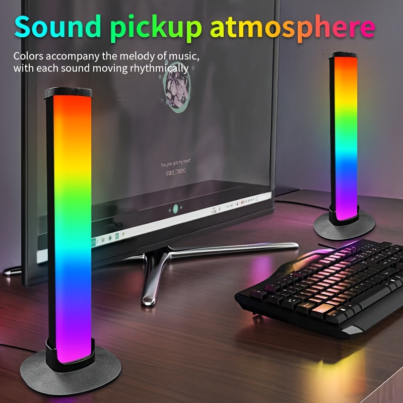RGB Rhythm Light Bars (2-Pack) – 180° Gaming LED, Remote, USB