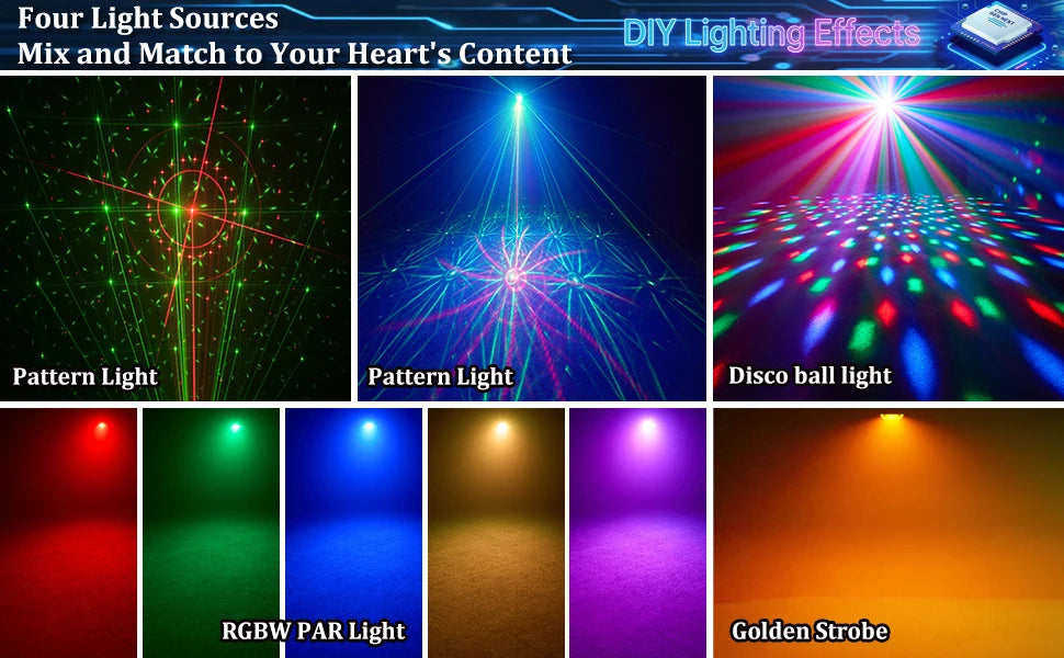4-in-1 Magic Ball Party Light – RGB Strobe, Remote & Sound Activated