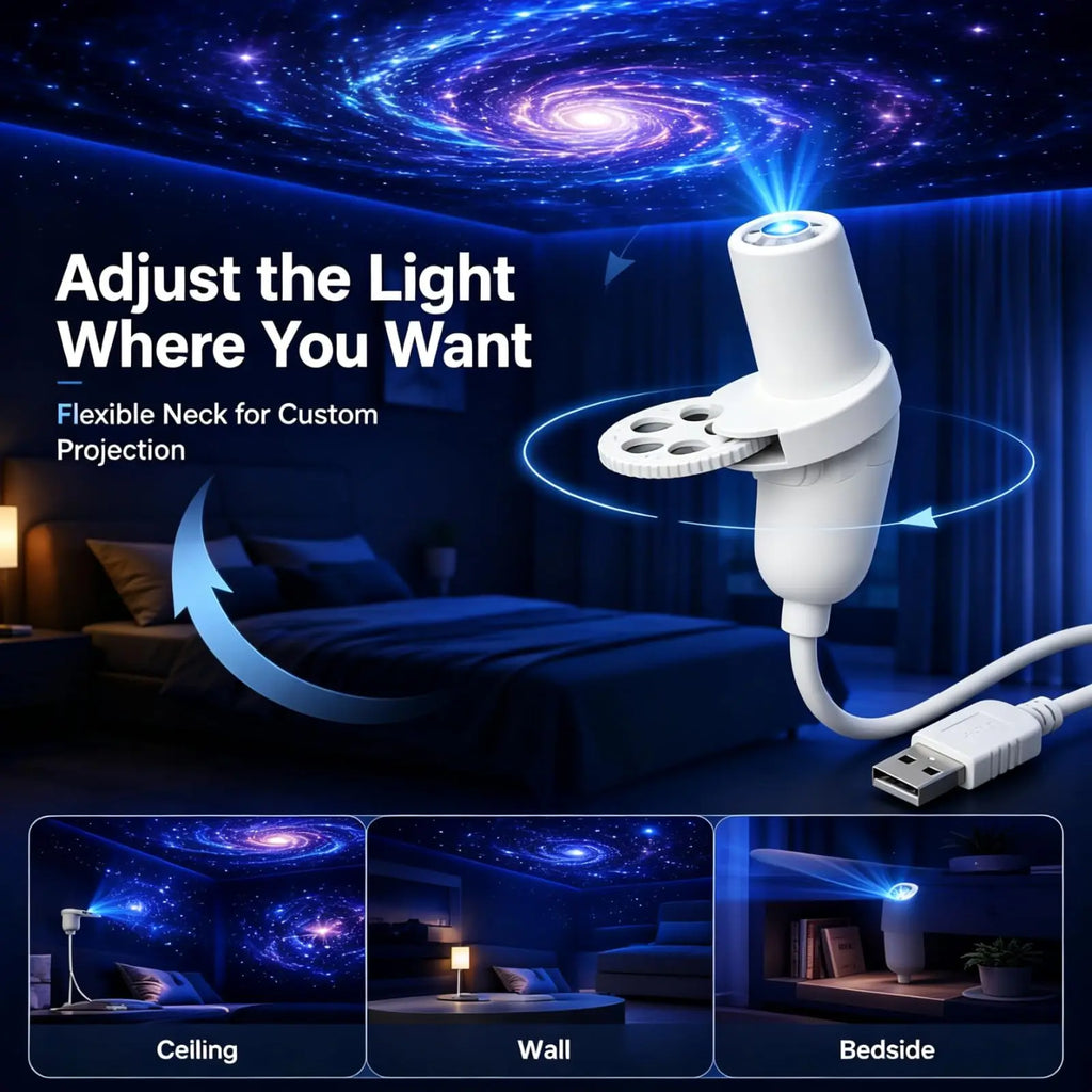 Mini Galaxy Star Projector Light – 360° Adjustable, USB Night Light