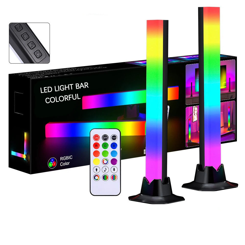 RGB Rhythm Light Bars (2-Pack) – 180° Gaming LED, Remote, USB