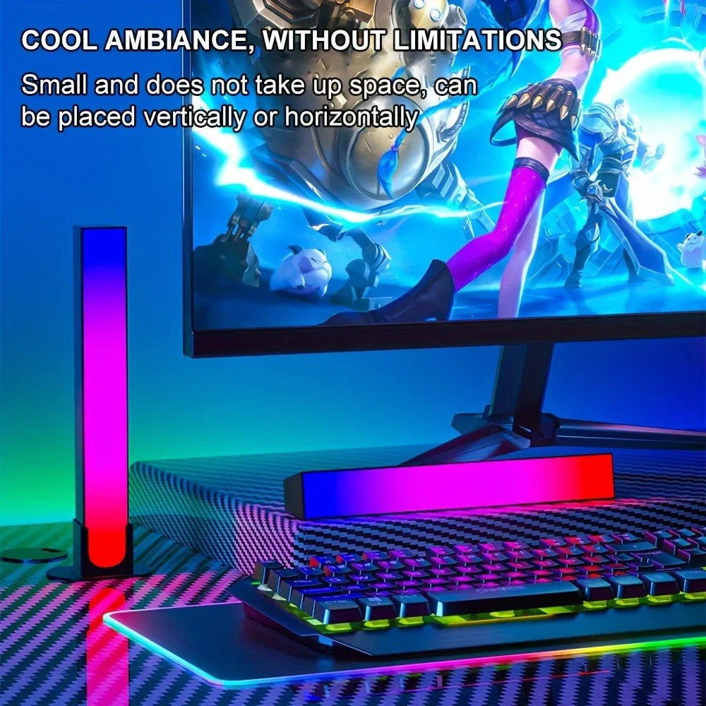 RGB Rhythm Light Bars (2-Pack) – 180° Gaming LED, Remote, USB