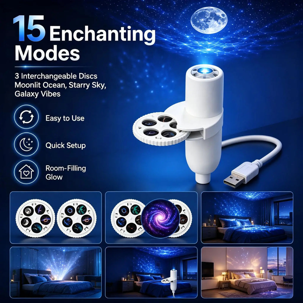 Mini Galaxy Star Projector Light – 360° Adjustable, USB Night Light