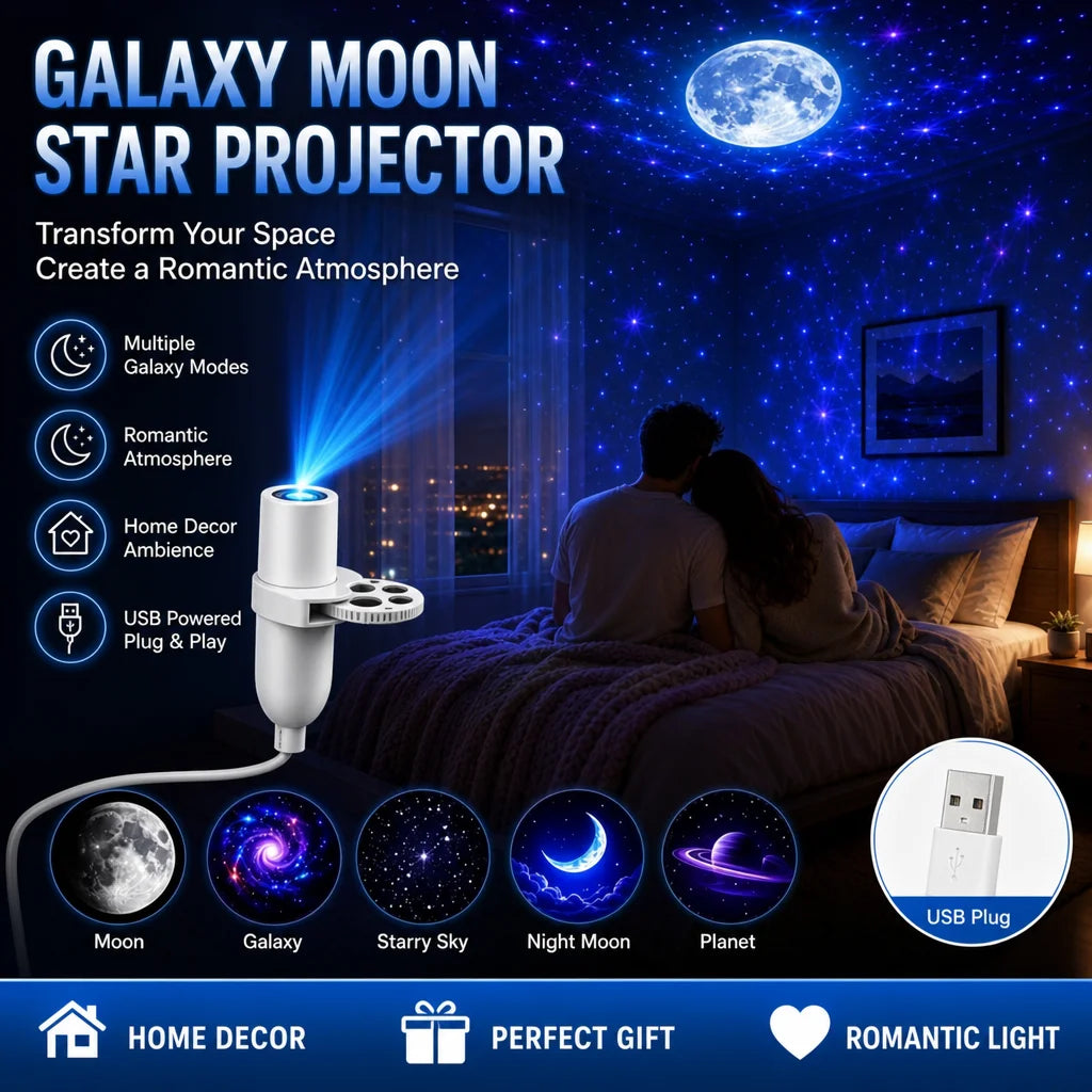 Mini Galaxy Star Projector Light – 360° Adjustable, USB Night Light