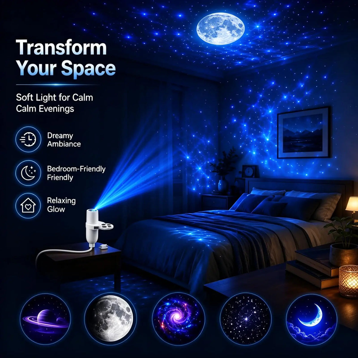 Mini Galaxy Star Projector Light – 360° Adjustable, USB Night Light