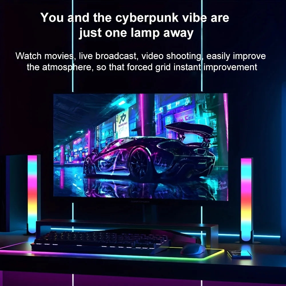 RGB Rhythm Light Bars (2-Pack) – 180° Gaming LED, Remote, USB