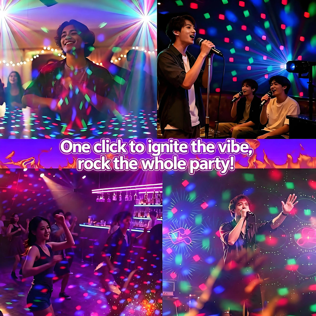 4-in-1 Magic Ball Party Light – RGB Strobe, Remote & Sound Activated