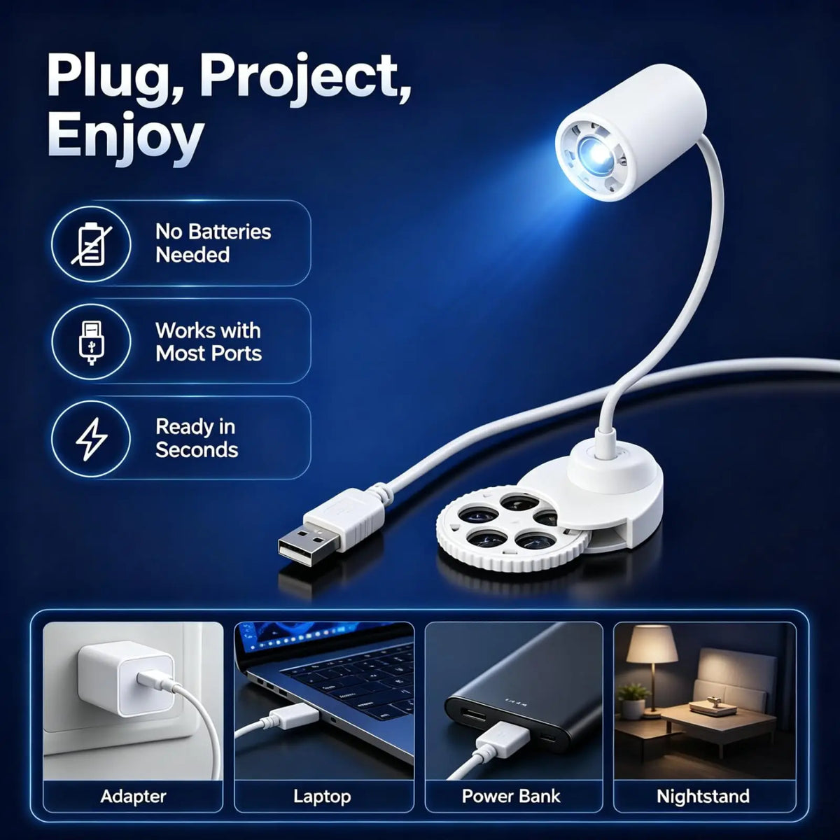 Mini Galaxy Star Projector Light – 360° Adjustable, USB Night Light