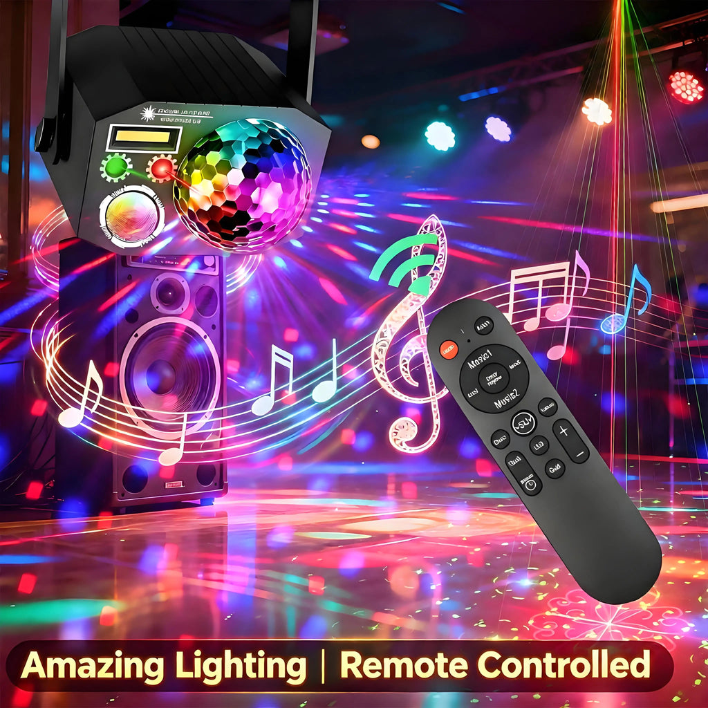 4-in-1 Magic Ball Party Light – RGB Strobe, Remote & Sound Activated