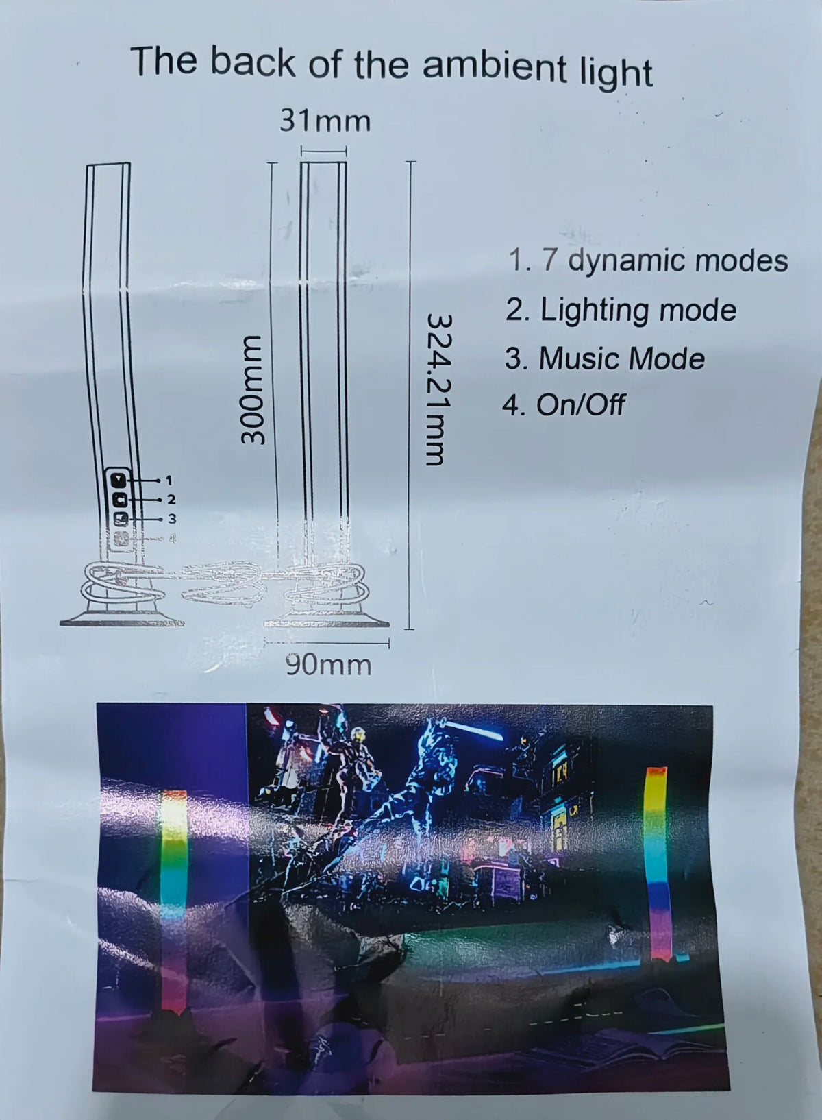 RGB Rhythm Light Bars (2-Pack) – 180° Gaming LED, Remote, USB