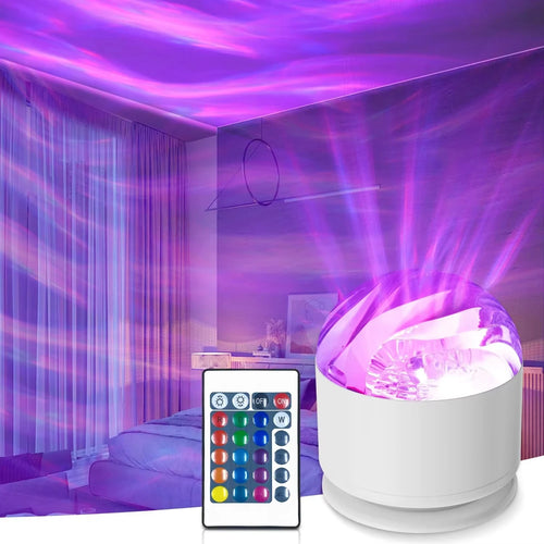 RGB aurora projector effect in bedroom