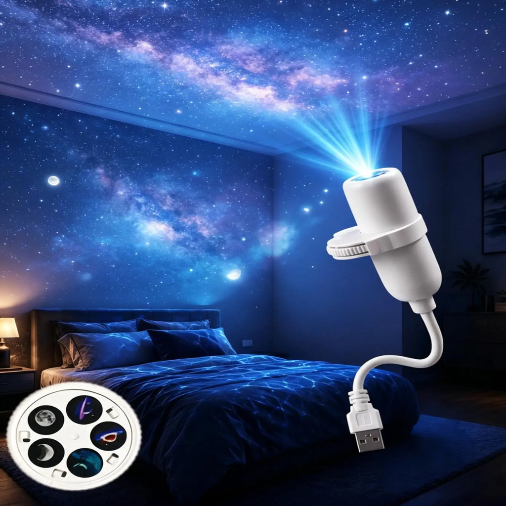 Mini Galaxy Star Projector Light – 360° Adjustable, USB Night Light