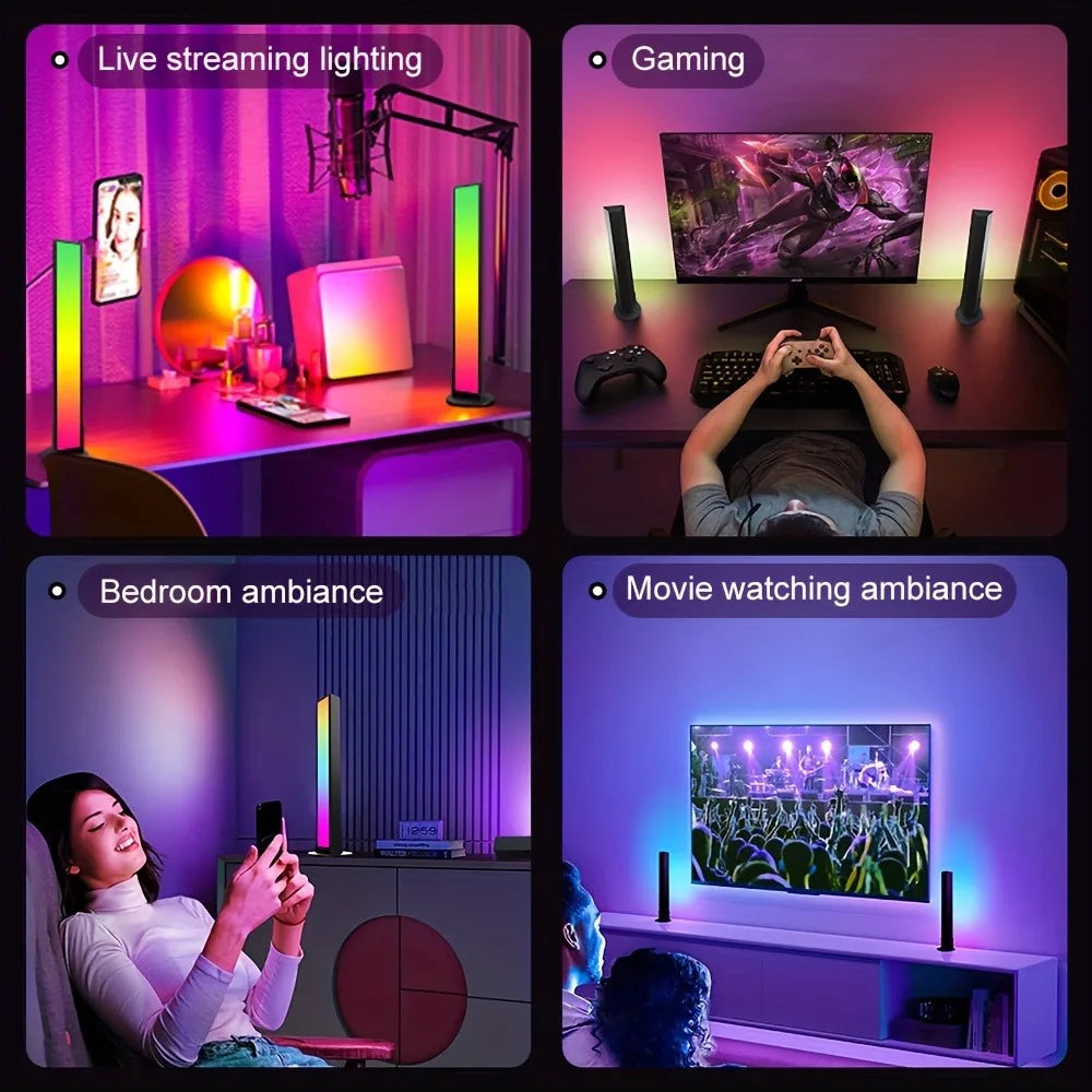 RGB Rhythm Light Bars (2-Pack) – 180° Gaming LED, Remote, USB