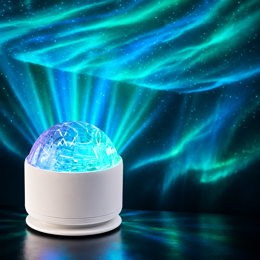 Aurora Vortex RGB Projector Lamp – 16 Colors, 360° Rotating, Remote