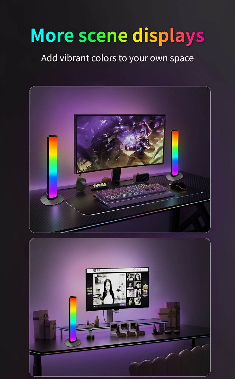 RGB Rhythm Light Bars (2-Pack) – 180° Gaming LED, Remote, USB