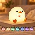Cute Duck Silicone Night Light – Touch Dimmable RGB, USB Rechargeable