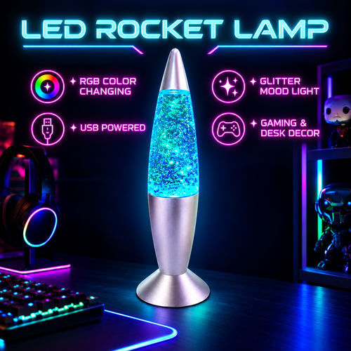 LED Rocket Lamp – USB Color Changing RGB Mood Desk Light