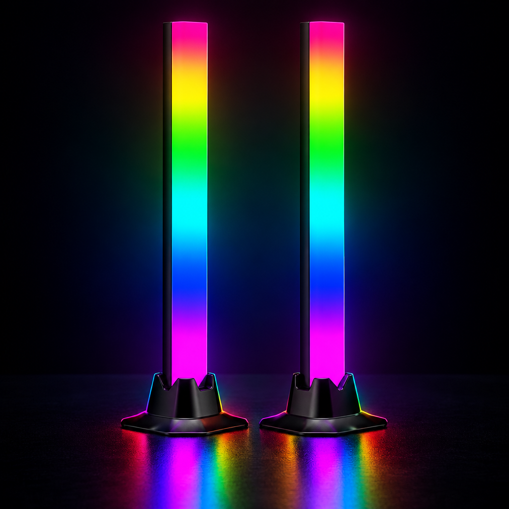 RGB Rhythm Light Bars (2-Pack) – 180° Gaming LED, Remote, USB