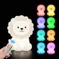 Silicone Lion LED Night Light – Touch & Remote, 9 Colors, Rechargeable