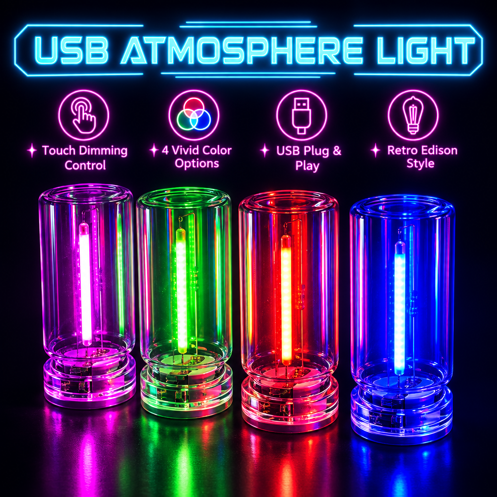 Retro LED Edison Bulb Night Light – USB Touch Dimming
